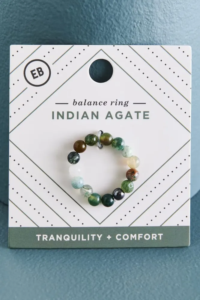 Indian Agate and Hematite Ring