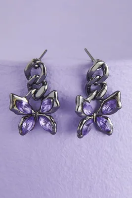 Purple Butterfly Chain Drop Earrings