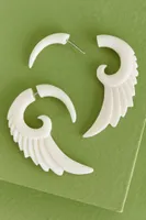 Cow Bone Faux Gage Wing Earrings