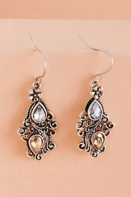 Two Tone Teardrop Filigree Earrings