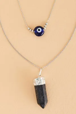 Black Marble Point and Evil Eye Necklace