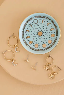 Moon Phase Reminder Earring and Tray Set