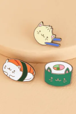 Sushi Kitty Enamel Pin Set