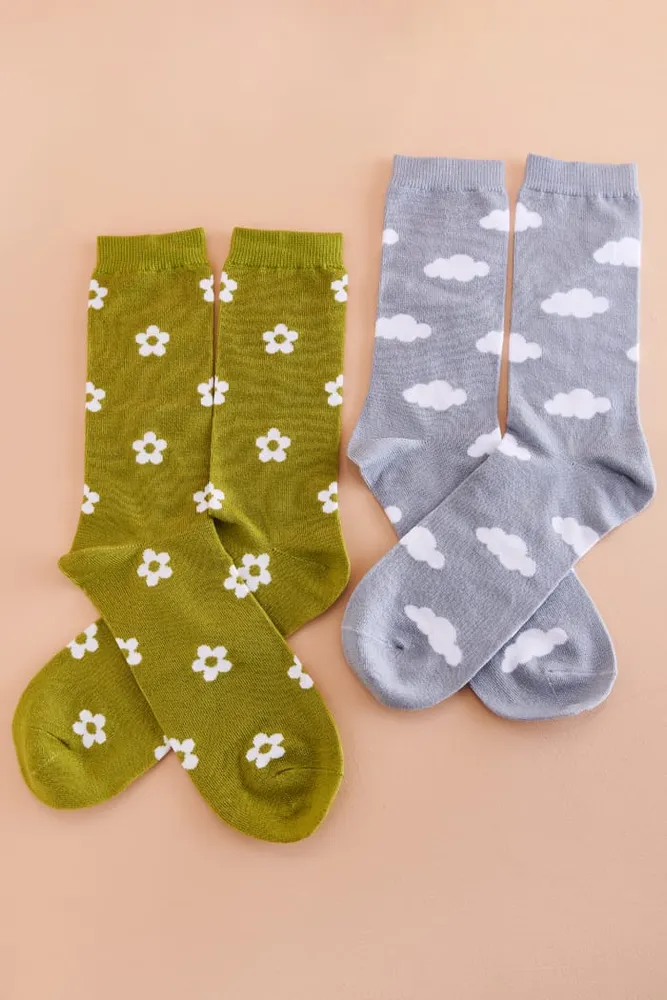 Flowers and Clouds Sock Set