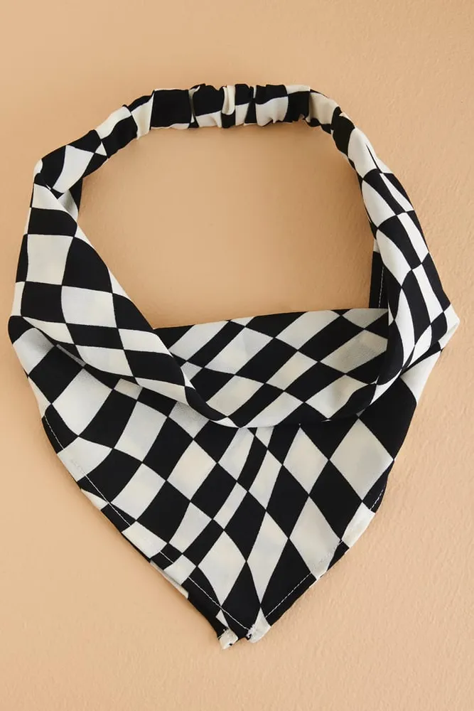 Black and White Checker Hair Scarf