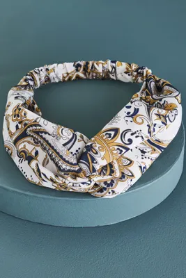 White and Gold Scroll Headband