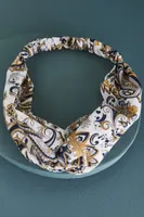 White and Gold Scroll Headband