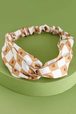 Mustard Heart Checker Headband