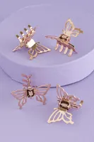 "Rose Gold Butterfly Claw Clip Set