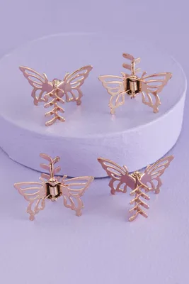 "Rose Gold Butterfly Claw Clip Set
