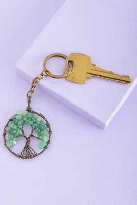 Tree of Life Green Aventurine Keychain