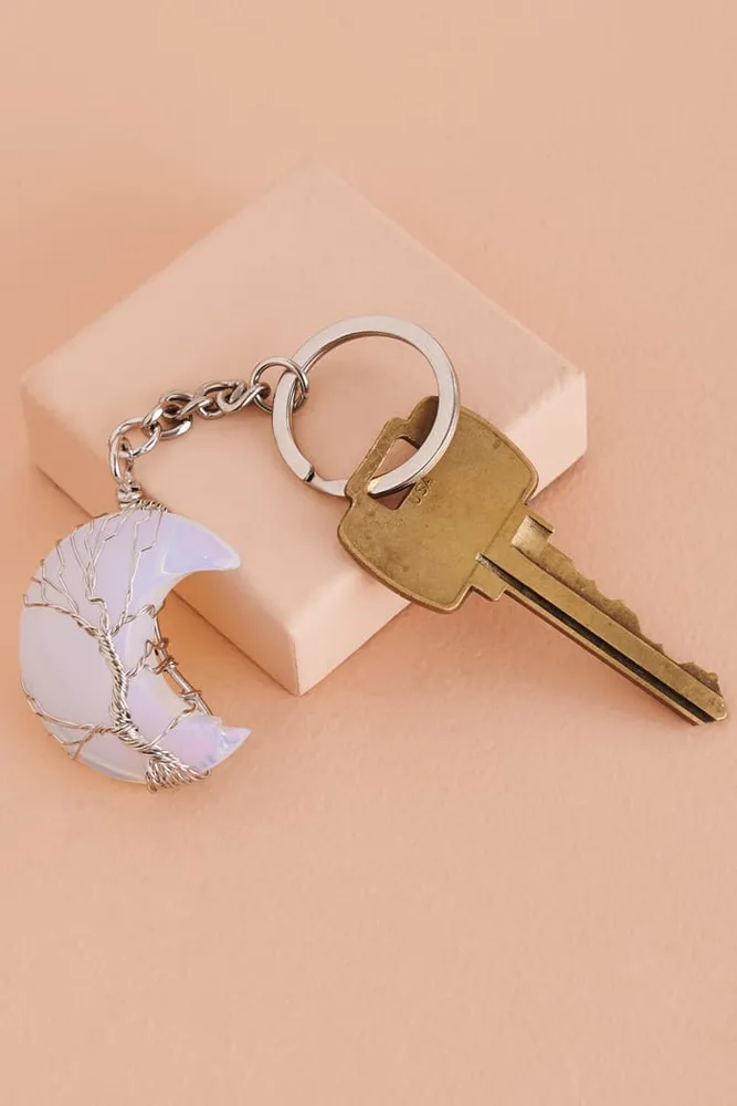 Wire Wrapped Moon Opalite Keychain