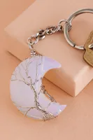 Wire Wrapped Moon Opalite Keychain