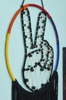 Rainbow Peace Hand Macrame Wall Hanging
