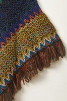 Blue and Orange Patterned Knit Cloack