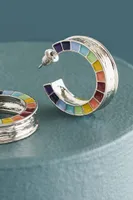 Rainbow Square Hoop Earrings