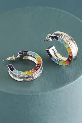 Rainbow Square Hoop Earrings