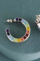 Rainbow Square Hoop Earrings