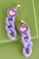 Pastel Purple Chain Heart Earrings