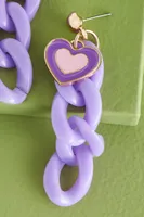 Pastel Purple Chain Heart Earrings