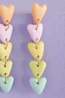 Rainbow Matte Clay Heart Earrings