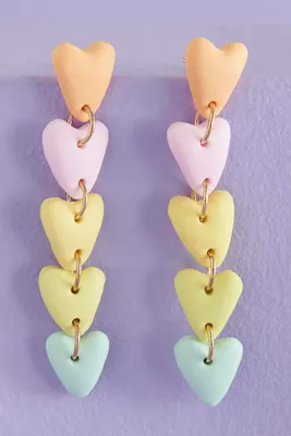 Rainbow Matte Clay Heart Earrings