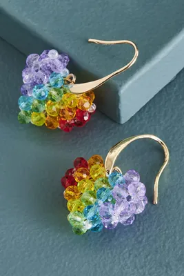 Rainbow Mini Beaded Heart Earrings