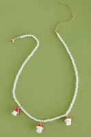 Red Mushroom Faux Pearl Necklace