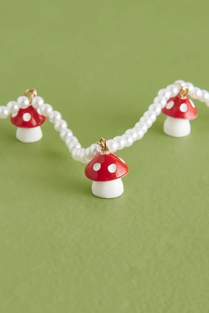 Red Mushroom Faux Pearl Necklace