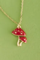 Red Mushroom Cluster Necklace