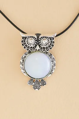 Opalite Silver Owl Necklace