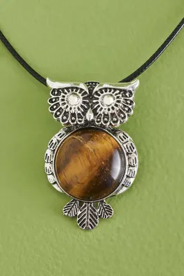Tiger’s Eye Silver Owl Necklace
