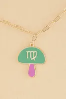 Virgo Zodiac Symbol Mushroom Necklace