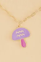 Aquarius Zodiac Symbol Mushroom Necklace