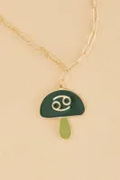 Cancer Zodiac Symbol Mushroom Necklace