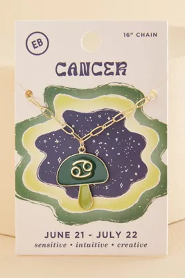Cancer Zodiac Symbol Mushroom Necklace