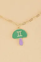 Gemini Zodiac Symbol Mushroom Necklace