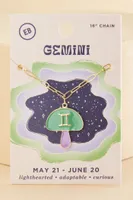 Gemini Zodiac Symbol Mushroom Necklace