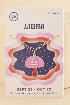 Libra Zodiac Symbol Mushroom Necklace