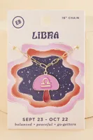 Libra Zodiac Symbol Mushroom Necklace