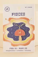 Pisces Zodiac Symbol Mushroom Necklace