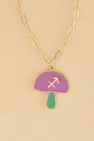 Sagittarius Zodiac Symbol Mushroom Necklace