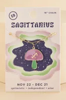 Sagittarius Zodiac Symbol Mushroom Necklace