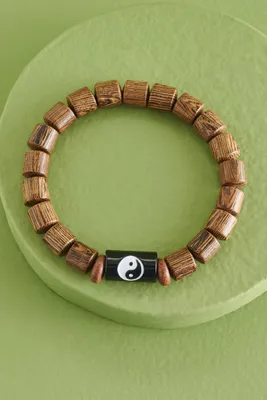 Brown Yin Yang Wooden Bracelet