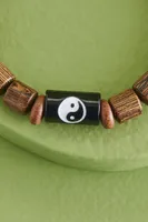 Brown Yin Yang Wooden Bracelet