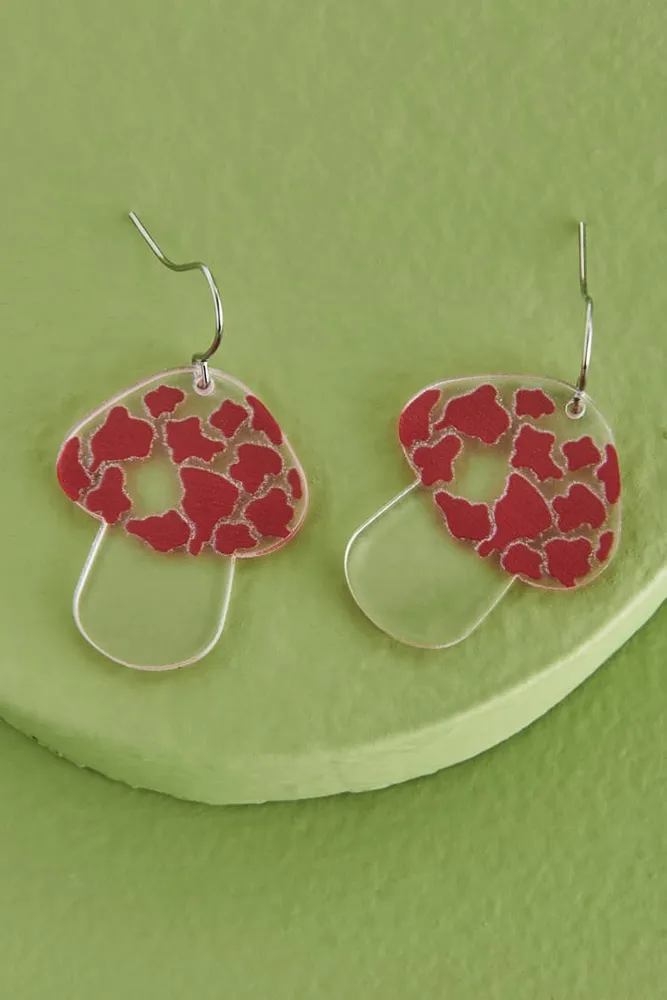 Red Mushroom Acetate Earrings