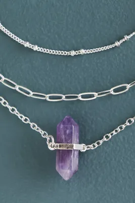 Amethyst Steel Anklet Set