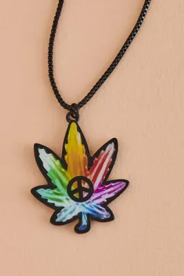 Rainbow Weed Leaf Necklace