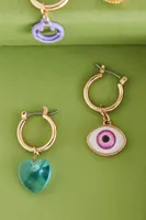 Gold Hippie Eye Icons Single Earring Set