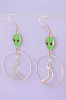 Alien Head Moon Drop Earrings